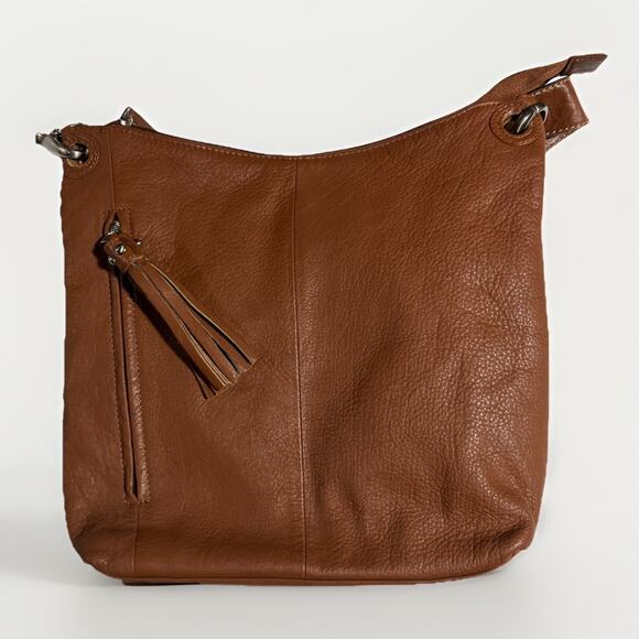 Great American Leatherworks Crossbody Purse Brown Side Zipper For Phone Tassel - Picture 2 of 5